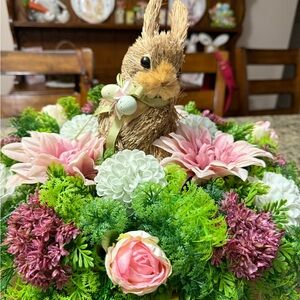 Floral Bunny Centerpiece-measuring 21 x 14”